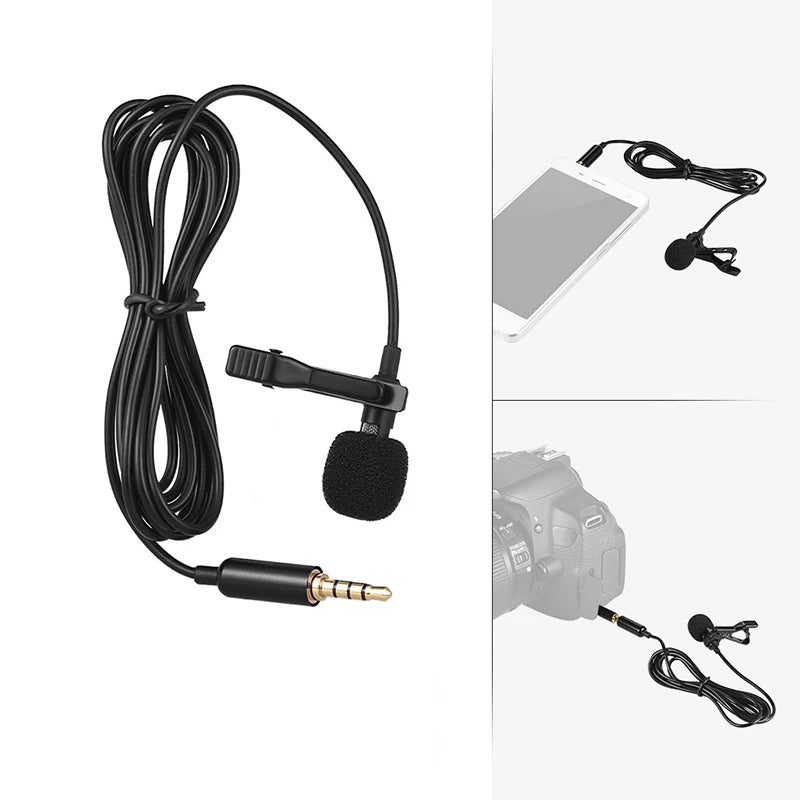 1.5m Mini Portable Lavalier Microphone Condenser Clip-on Lapel Mic Wired USB 3.5mm Type-C Microfon For Phone for Laptop PC