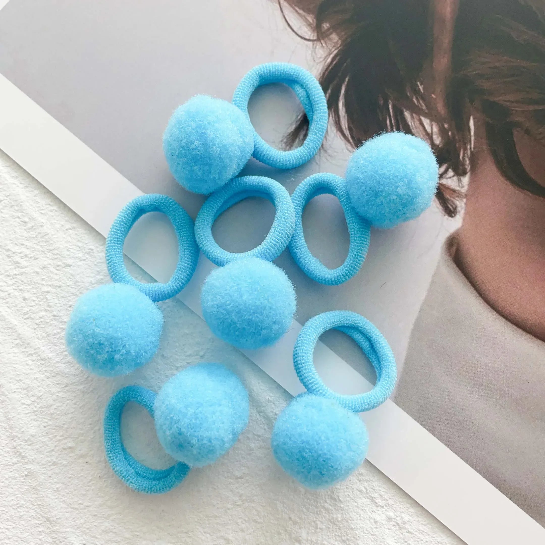 10pcs Kids Elastic Hair Bands Girls Plush Ball Rubber Band For Children Sweets Scrunchie Hair Ties Clip Baby Hair Accessories