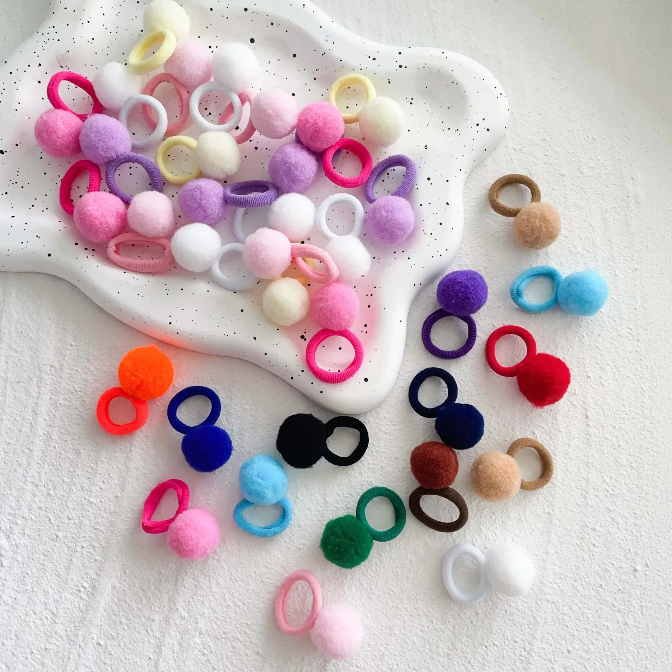 10pcs Kids Elastic Hair Bands Girls Plush Ball Rubber Band For Children Sweets Scrunchie Hair Ties Clip Baby Hair Accessories