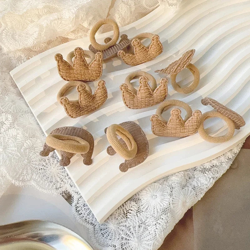 10/30Pcs Children Hairbands No Harm Hair Cartoon Towel Rope Ponytail Holder Kids Mini Rubber Band Headwear Girls Halloween Gift