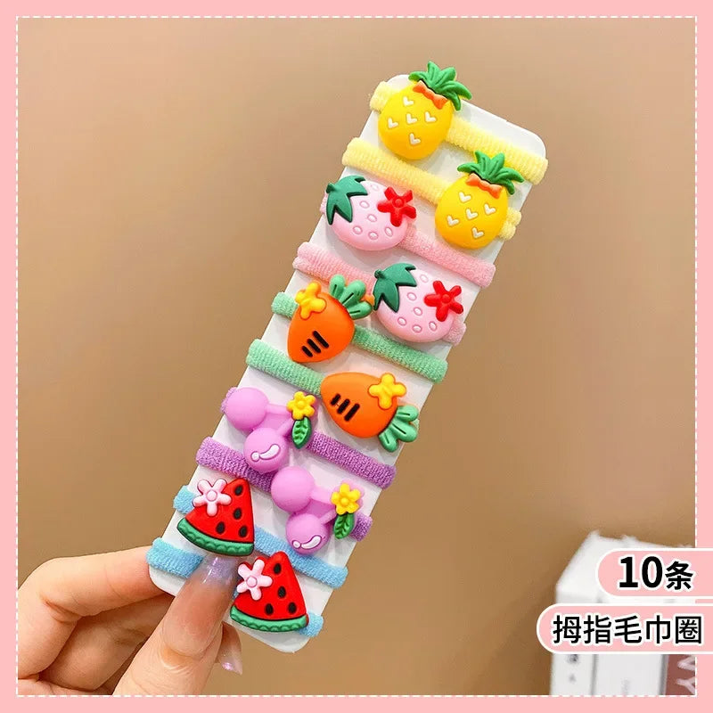 10pcs/Set Rubber Band for Children Cartoon Hair Band New High Elasticity Sweet Cute Baby Hair Rope Girls Hair Accessories