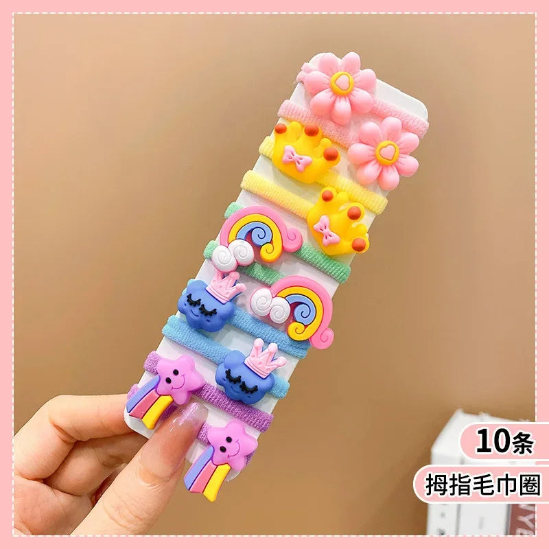 10pcs/Set Rubber Band for Children Cartoon Hair Band New High Elasticity Sweet Cute Baby Hair Rope Girls Hair Accessories