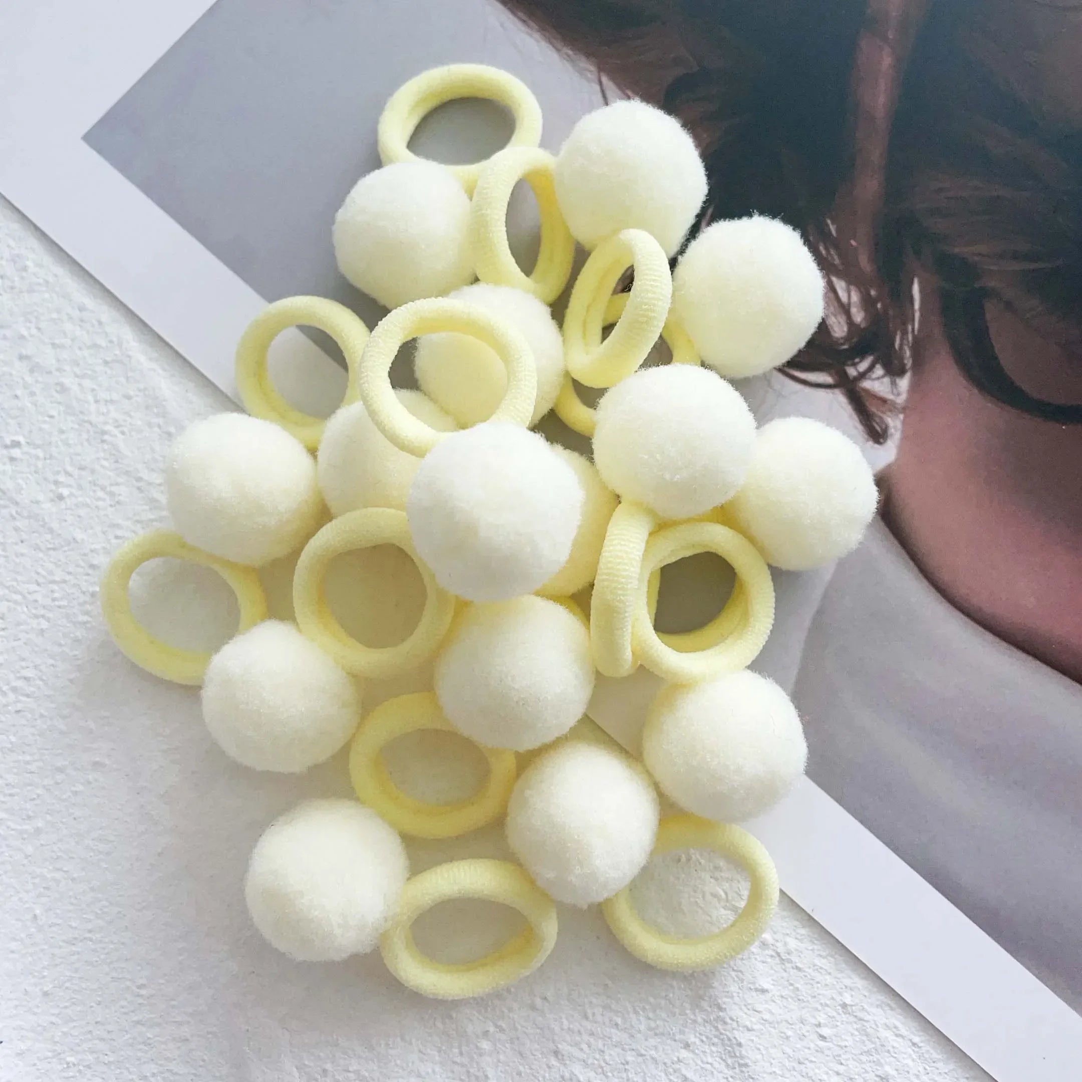 10pcs Kids Elastic Hair Bands Girls Plush Ball Rubber Band For Children Sweets Scrunchie Hair Ties Clip Baby Hair Accessories