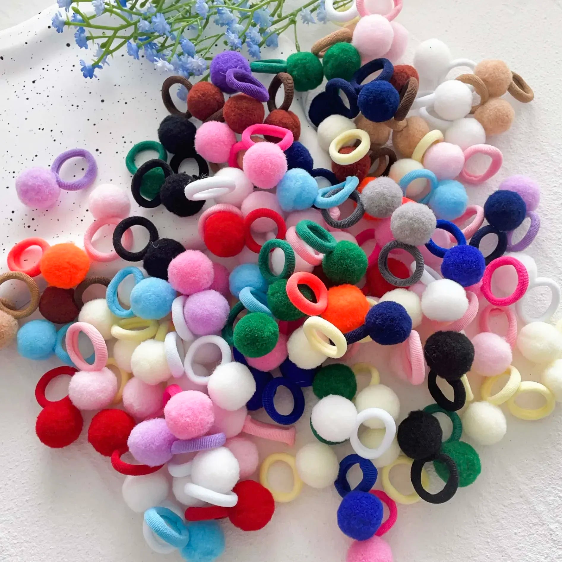 10pcs Kids Elastic Hair Bands Girls Plush Ball Rubber Band For Children Sweets Scrunchie Hair Ties Clip Baby Hair Accessories