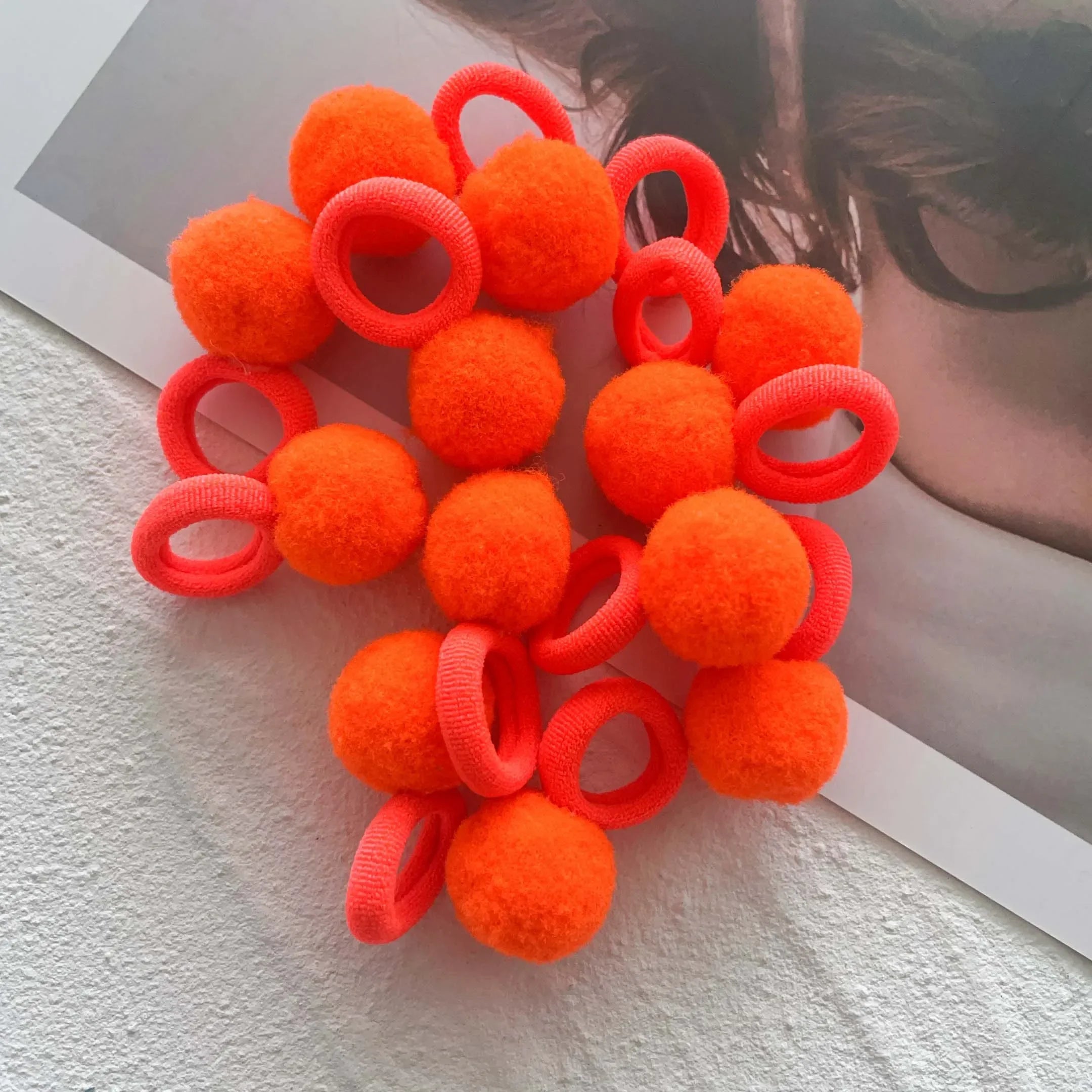 10pcs Kids Elastic Hair Bands Girls Plush Ball Rubber Band For Children Sweets Scrunchie Hair Ties Clip Baby Hair Accessories