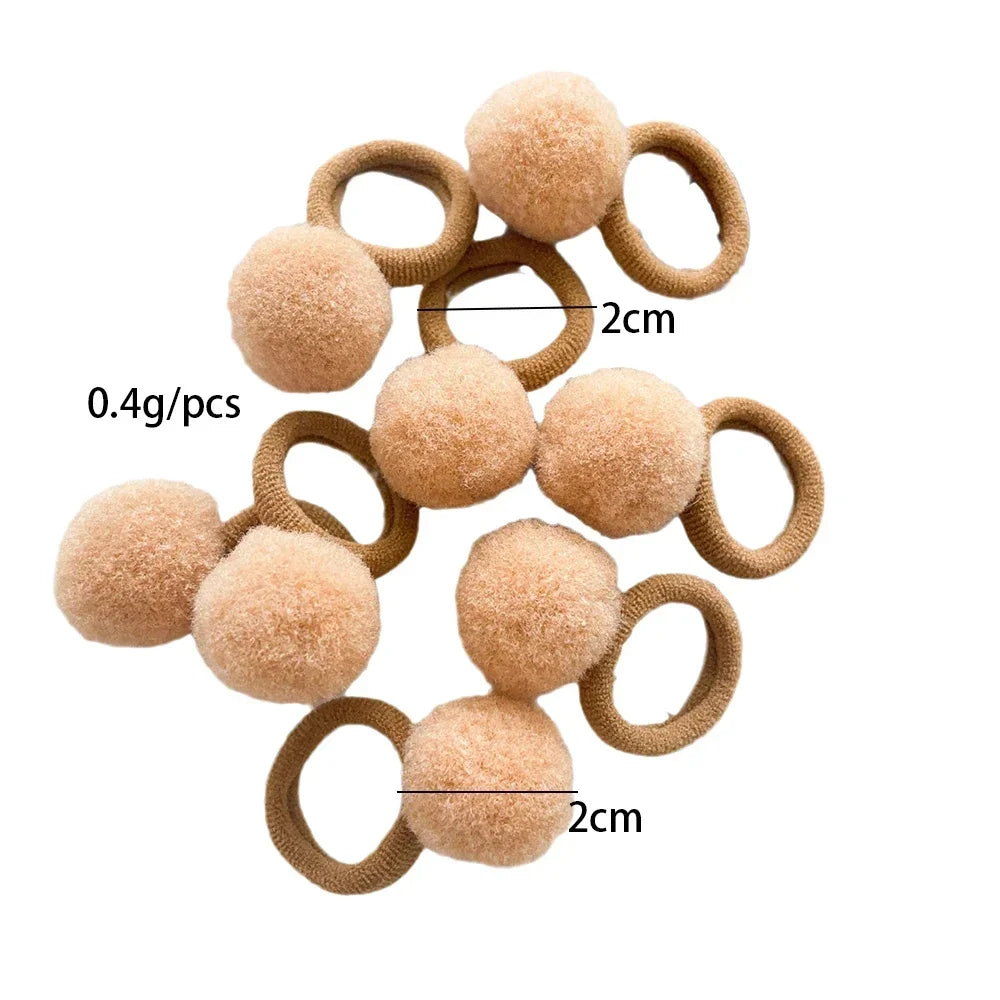10pcs Kids Elastic Hair Bands Girls Plush Ball Rubber Band For Children Sweets Scrunchie Hair Ties Clip Baby Hair Accessories