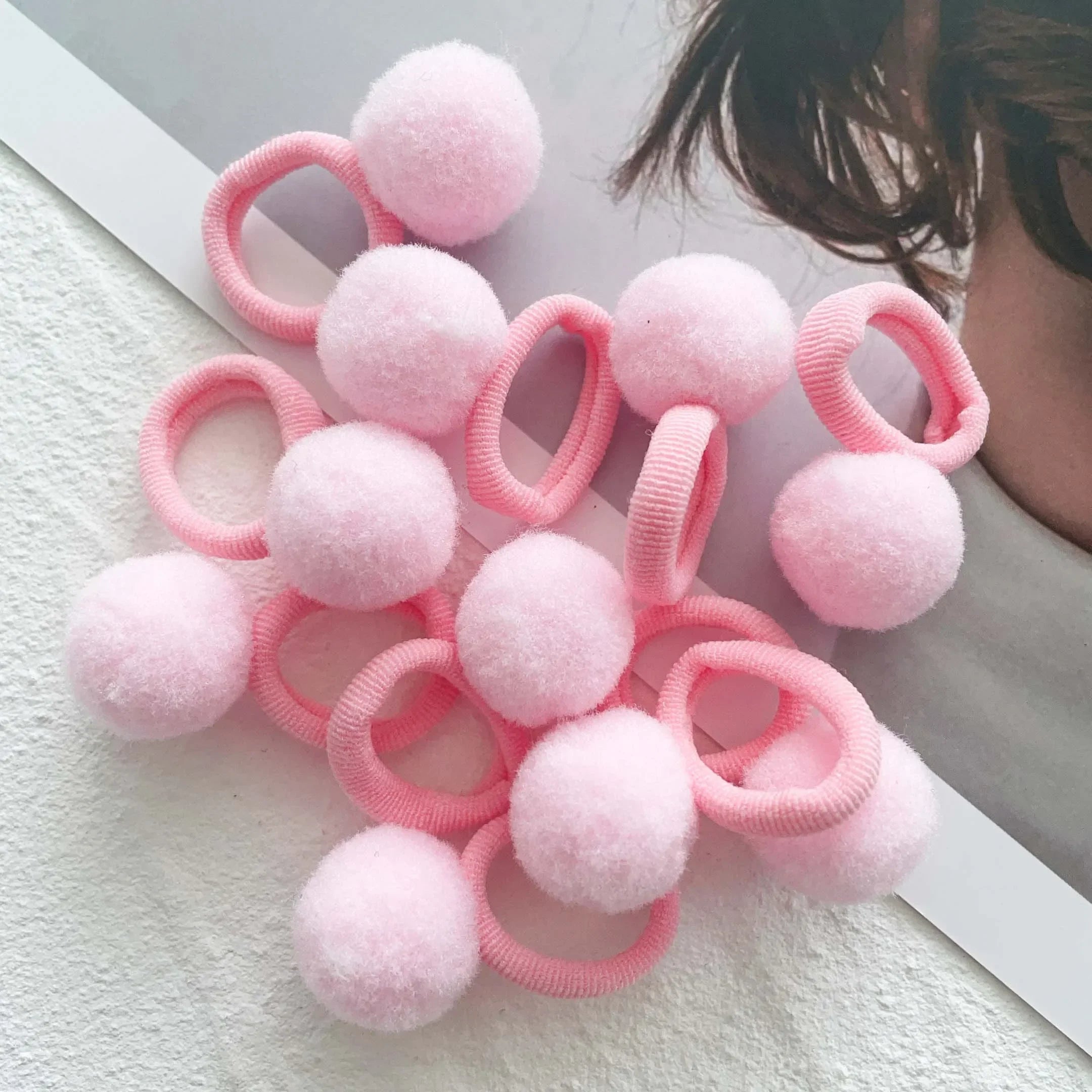 10pcs Kids Elastic Hair Bands Girls Plush Ball Rubber Band For Children Sweets Scrunchie Hair Ties Clip Baby Hair Accessories