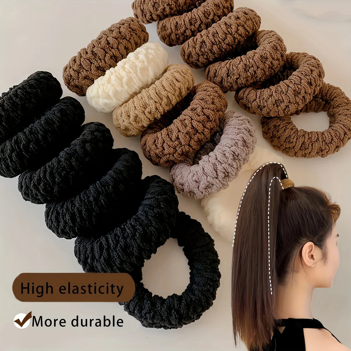 10pcs of Upgraded Wide And Thick Hair Ties, Fashionable for Ponytails And Buns, Made of Durable Elastic Material That Won'T Dama