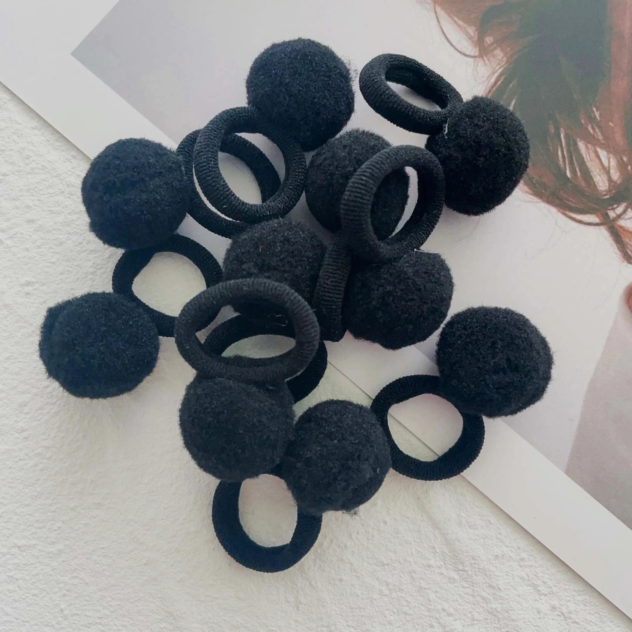 10pcs Kids Elastic Hair Bands Girls Plush Ball Rubber Band For Children Sweets Scrunchie Hair Ties Clip Baby Hair Accessories