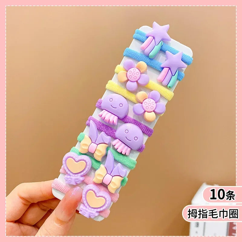 10pcs/Set Rubber Band for Children Cartoon Hair Band New High Elasticity Sweet Cute Baby Hair Rope Girls Hair Accessories