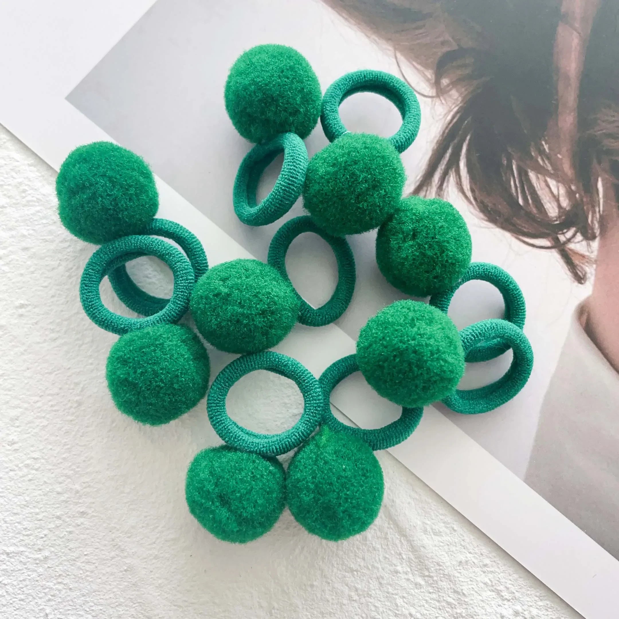 10pcs Kids Elastic Hair Bands Girls Plush Ball Rubber Band For Children Sweets Scrunchie Hair Ties Clip Baby Hair Accessories