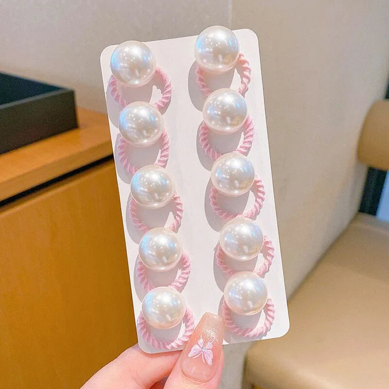 10Pcs Cute Baby Girl Hair Bands Cartoon Love Heart Star Hair Ties Toddler Elastic Rubber Band Kids Hair Ropes Accessories