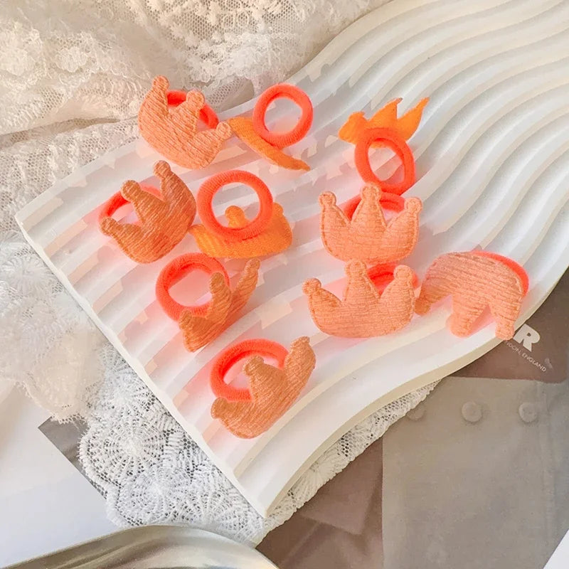 10/30Pcs Children Hairbands No Harm Hair Cartoon Towel Rope Ponytail Holder Kids Mini Rubber Band Headwear Girls Halloween Gift